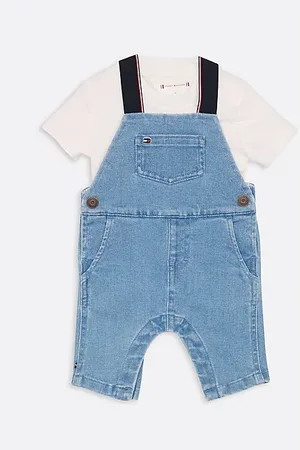 Tommy Hilfiger Salopette in denim con bretelle a contrasto
