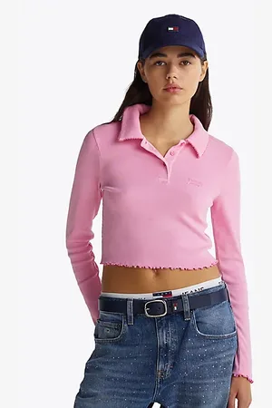 Tommy Hilfiger Polo crop slim fit a maniche lunghe