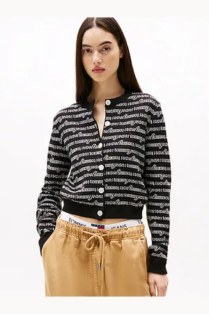 Tommy Hilfiger Cardigan crop slim fit con logo all over