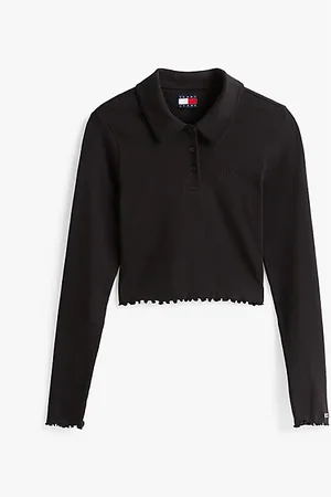 Tommy Hilfiger Polo crop slim fit a maniche lunghe