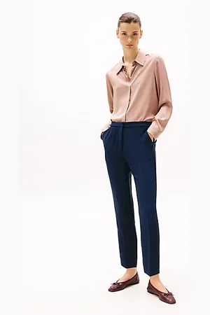 Tommy Hilfiger Pantaloni slim fit in crêpe senza chiusura