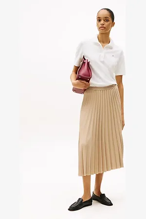 Tommy Hilfiger Gonna midì plissettata con logo in vita