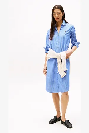 Tommy Hilfiger Chemisier midi in popeline a righe