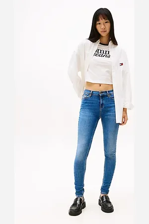 Tommy Hilfiger Jeans Nora skinny fit a vita media con scoloriture