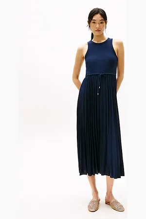 Tommy Hilfiger Vestito midi senza maniche plissettato