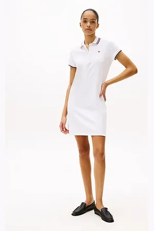 Tommy Hilfiger Vestito polo corto con bordi a righe