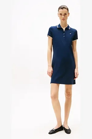 Tommy Hilfiger Vestito polo corto con bordi a righe