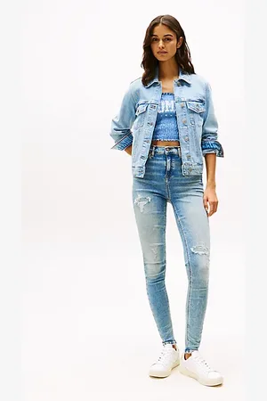 Tommy Hilfiger Jeans Nora skinny fit a vita media con dettagli distressed