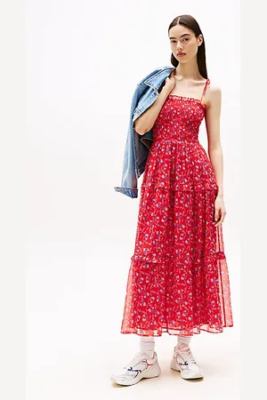 Tommy Hilfiger Vestito scaldacuore lungo in chiffon a fiori