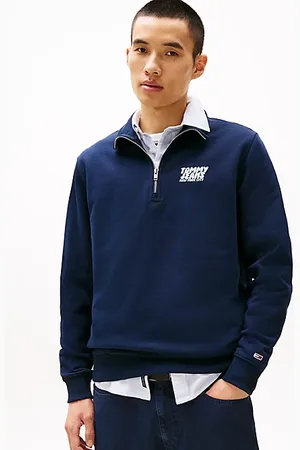 Tommy Hilfiger Felpa con mezza zip e grafica sul retro