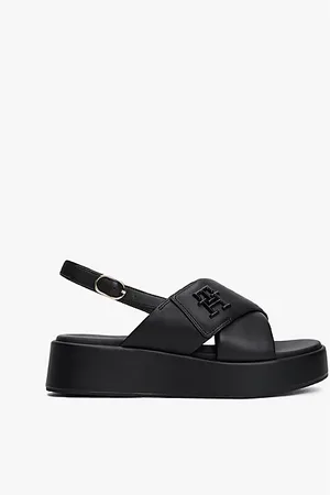 Tommy Hilfiger Sandali in pelle con suola alta e monogramma