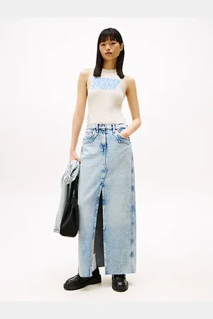 Tommy Hilfiger Gonna lunga Claire in denim dritta