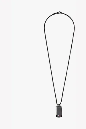 Tommy Hilfiger Collana placcata a ioni nera con piastrina