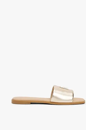 Tommy Hilfiger Mule in pelle metallizzata con monogramma