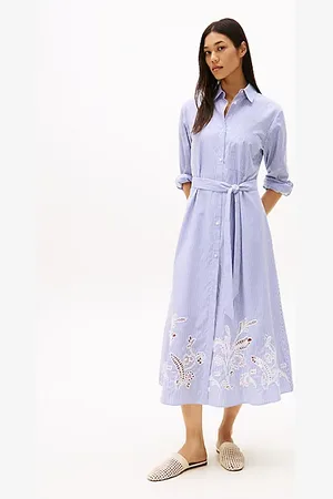 Tommy Hilfiger Maxi chemisier con dettagli in Sangallo