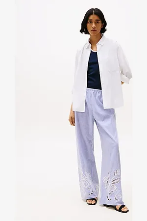 Tommy Hilfiger Pantaloni larghi con dettagli in Sangallo