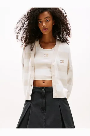 Tommy Hilfiger Cardigan relaxed fit a righe con distintivo