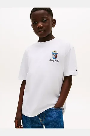 Tommy Hilfiger T-shirt tramata con grafica sul retro