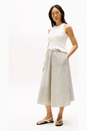 Tommy Hilfiger Gonna midi a trapezio effetto stropicciato