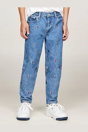 Tommy Hilfiger Jeans affusolati sbiaditi con bandierine ricamate