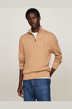 Tommy Hilfiger Pullover a maglia intrecciata con mezza zip