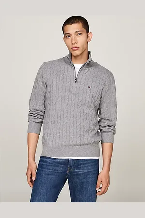 Tommy Hilfiger Pullover a maglia intrecciata con mezza zip
