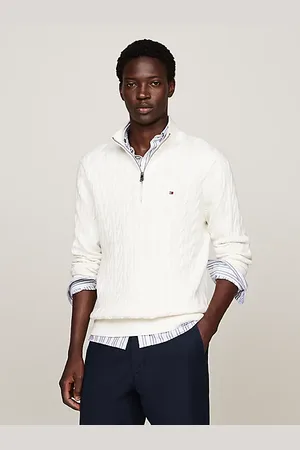 Tommy Hilfiger Pullover a maglia intrecciata con mezza zip