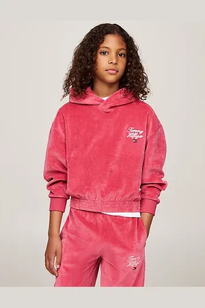 Tommy Hilfiger Felpa relaxed fit in velour con cappuccio