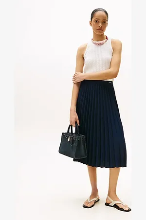 Tommy Hilfiger Gonna midì plissettata con logo in vita