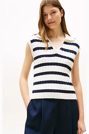 Tommy Hilfiger Polo smanicata in maglia intrecciata