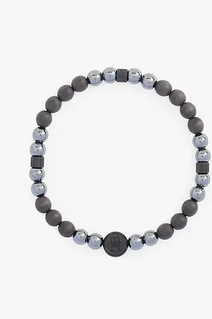 Tommy Hilfiger Bracciale con perline in onice e monogramma