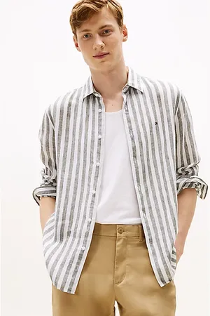 Tommy Hilfiger Camicia regular fit in lino a righe