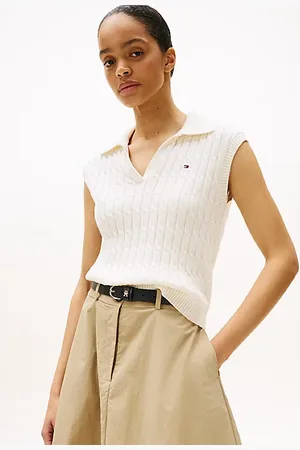 Tommy Hilfiger Polo smanicata in maglia intrecciata