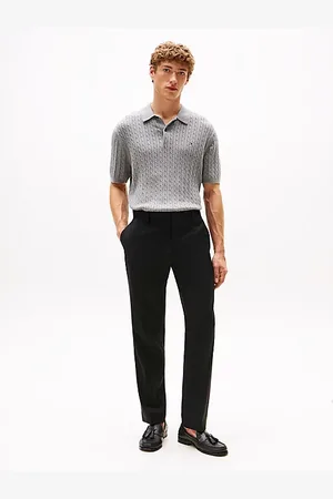 Tommy Hilfiger Pantaloni in twill di pura lana con pieghe
