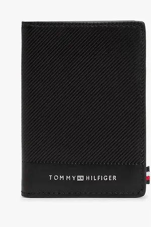 Tommy Hilfiger Portafogli bifold in pelle con logo e nastro