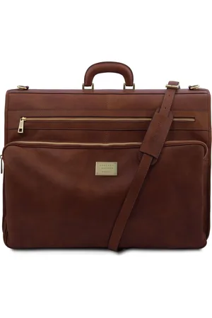 Tuscany Leather Porta abiti in pelle con tascone davanti