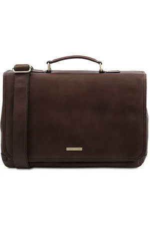 Tuscany Leather Borsa da lavoro multiscomparto in pelle con pattella