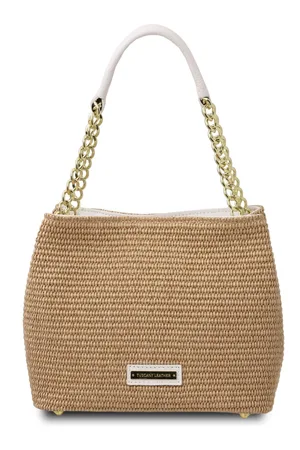 Tuscany Leather Borsa secchiello effetto paglia