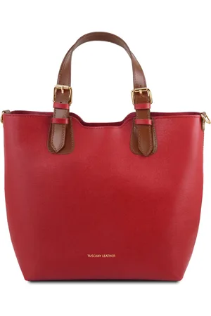 Tuscany Leather Borsa shopping in pelle Saffiano