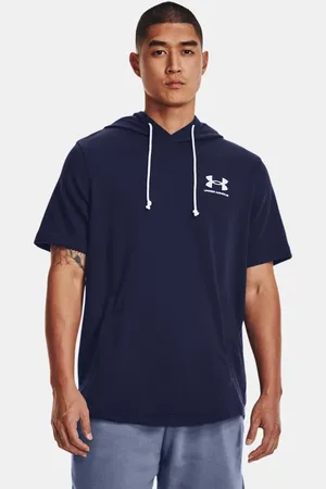 Under Armour Felpa con cappuccio a maniche corte Rival Terry da uomo Midnight Marino