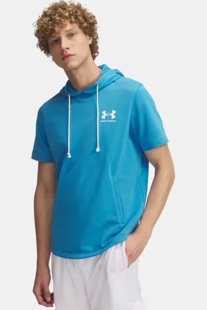Under Armour Felpa con cappuccio a maniche corte Rival Terry da uomo Ether