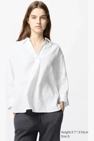 UNIQLO Camicia 100% Lino Premium Colletto Aperto