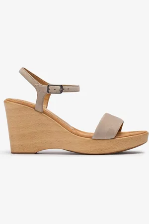 Unisa Sandalo block-zeppa effetto legno