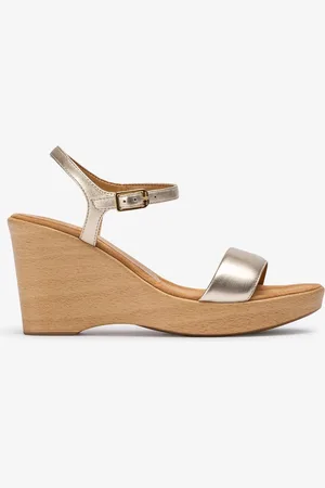 Unisa Sandalo block-zeppa effetto legno