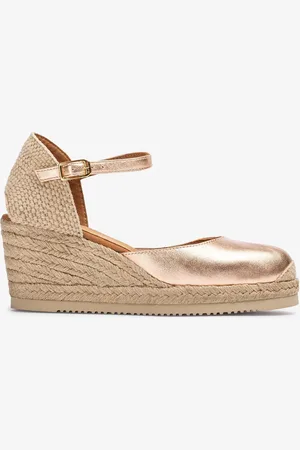 Unisa Espadrillas ankle strap in pelle metallizzata