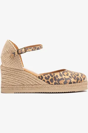 Unisa Espadrillas con zeppa alta in pelle scamosciata stampata