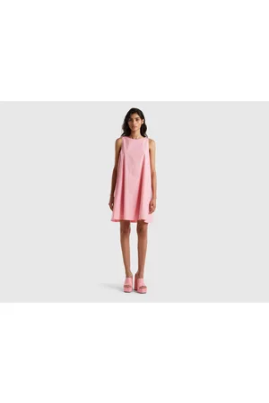 Benetton Donna Vestiti smanicati - Benetton, Abito Smanicato A Trapezio, size M, Rosa, Donna