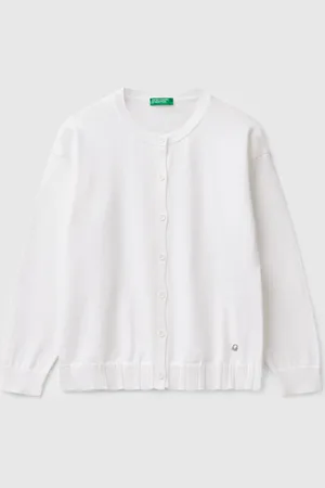 Benetton Benetton, Cardigan Girocollo In Puro Cotone