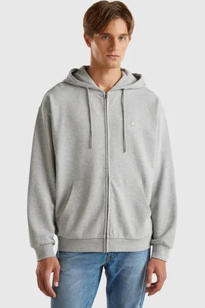 Benetton Benetton, Felpa In Cotone Con Zip E Cappuccio