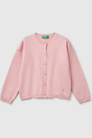 Benetton Benetton, Cardigan Girocollo In Puro Cotone